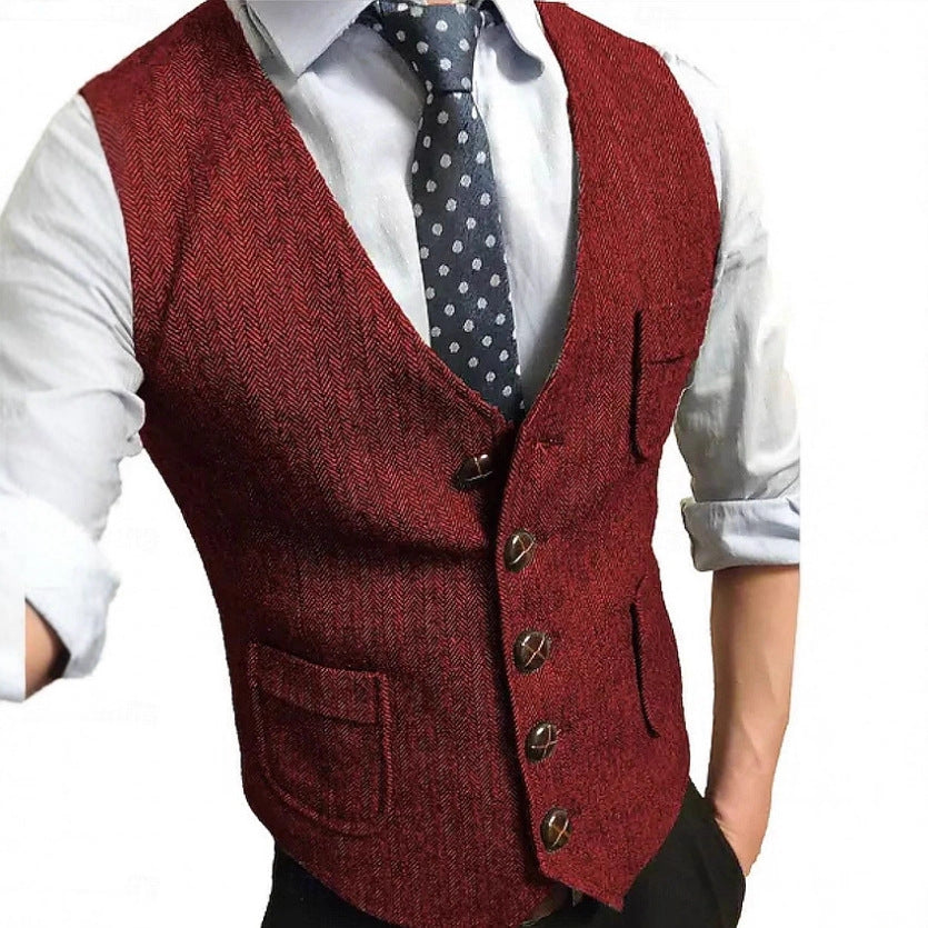Herren Eleganter Weste aus Herringbone-Stoff Echo Archiv