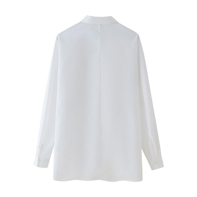 Damen Oversize-Hemdbluse mit Palm-Motiv aus goldenen Pailletten Echo Archiv