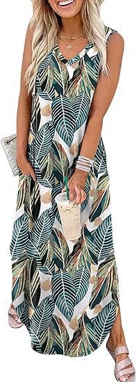 Damen Maxi-Kleid mit modernem V-Ausschnitt und praktischem Taschendesign Echo Archiv