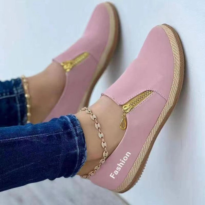 Damen Slip-On Espadrille‑Loafer mit dekorativem Reißverschluss und Keilsohle Echo Archiv