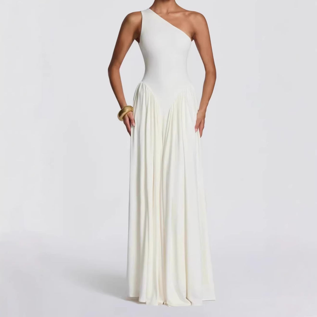 Damen Maxi-Kleid mit schulterfreiem Design und fließendem Stoff Echo Archiv