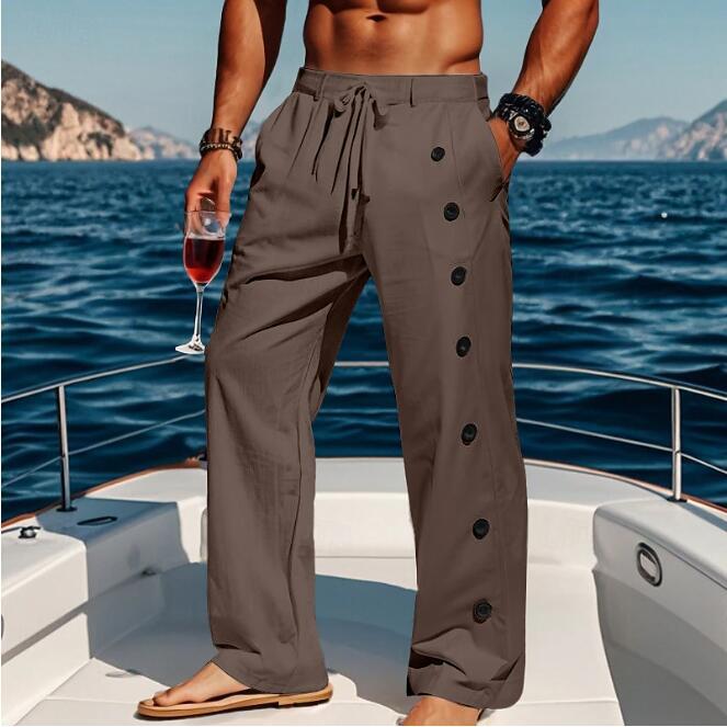Herren lässige strandtaugliche Hose mit seitlichen Knopfdetails Echoarchiv