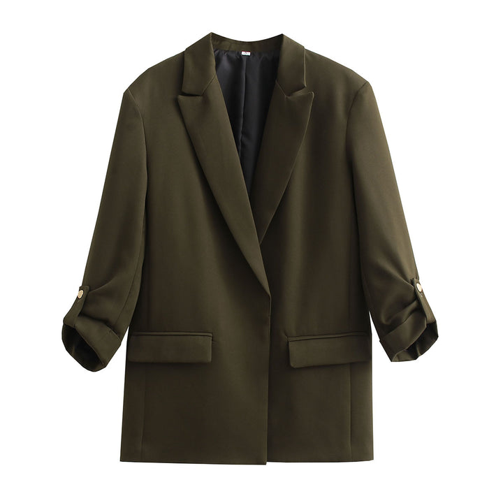 Damen Oversize Longline Blazer mit Dreiviertel-Ärmeln und Reverskragen – Valéne