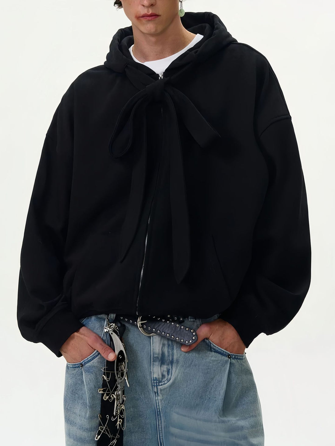 Damen Modische Kapuzenjacke mit Schleifen-Detail – Célinea