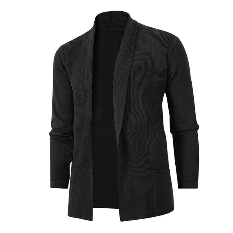 Herren modische Strickjacke mit offenem Schnitt und praktischen Taschen Echoarchiv
