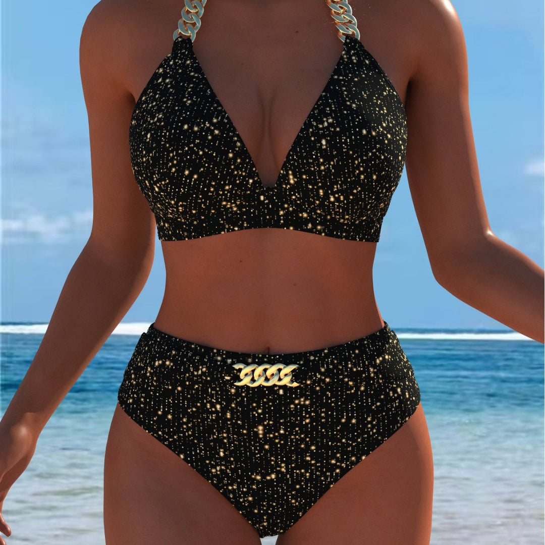 Damen Bikini mit luxuriösem Marmormuster und edlen Details Echoarchiv