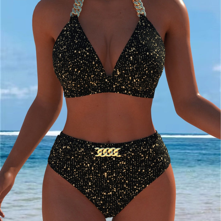 Damen Bikini mit luxuriösem Marmormuster und edlen Details Echoarchiv