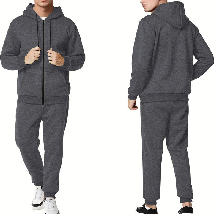 Herren zweiteiliges Zip-Hoodie und schmal zulaufende Jogginghose aus French Terry – Marzano