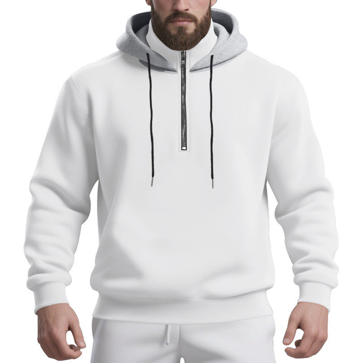Herren sportlicher Kapuzenpullover mit halbem Reißverschluss und atmungsaktivem Stoff Echoarchiv