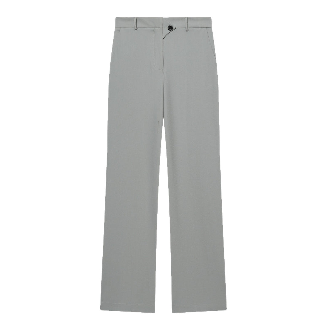 Damen Hochtaillierte weite Stoffhose mit geradem Bein und Seitentaschen Echoarchiv