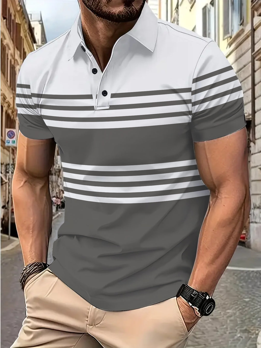Herren Poloshirt mit modernen Streifen und hochwertigen Materialien Echoarchiv