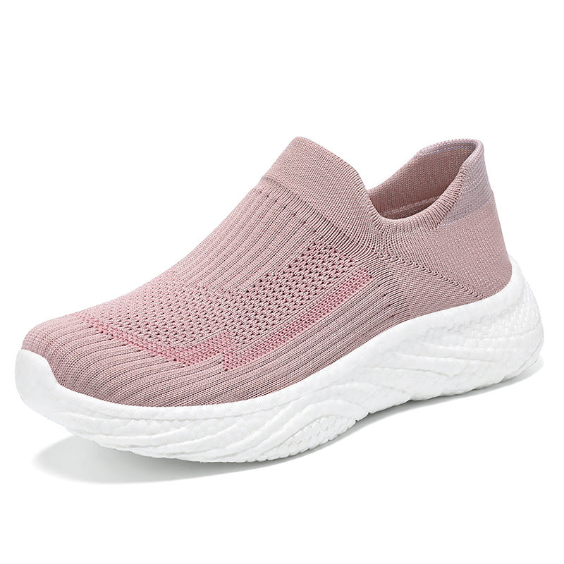 Damen nan nahtloser Strick-Slip-On Komfort-Laufschuh mit sockenähnlichem Schaft und gedämpfter Wellen-EVA-Sohle Echo Archiv