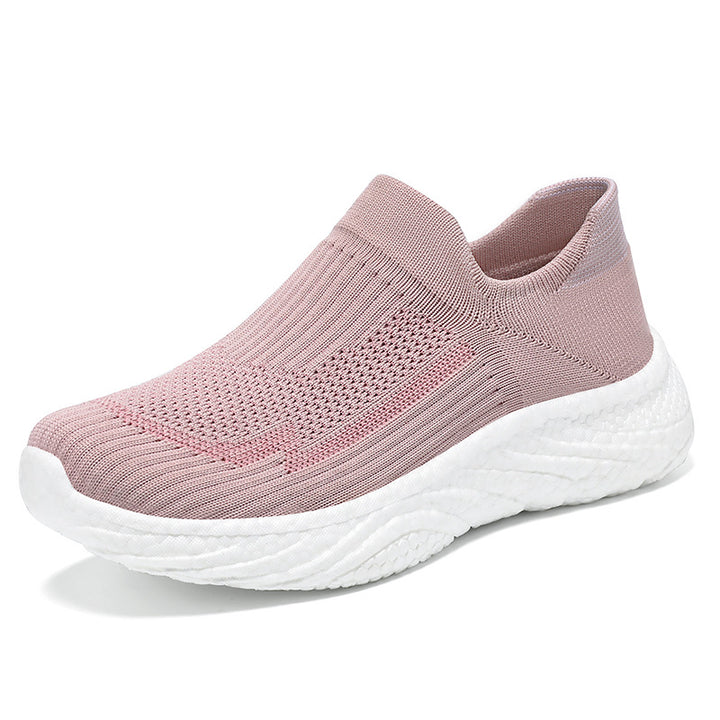 Damen nan nahtloser Strick-Slip-On Komfort-Laufschuh mit sockenähnlichem Schaft und gedämpfter Wellen-EVA-Sohle Echo Archiv