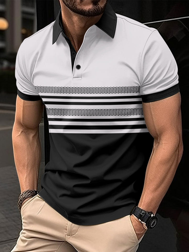 Herren Kurzarm Poloshirt mit innovativem Streifenmuster Echoarchiv