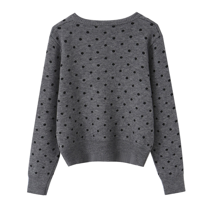 Damen nan feiner gestrickter Rundhals-Pullover mit Pünktchen-Jacquard und kurzem Taillenbund Echo Archiv