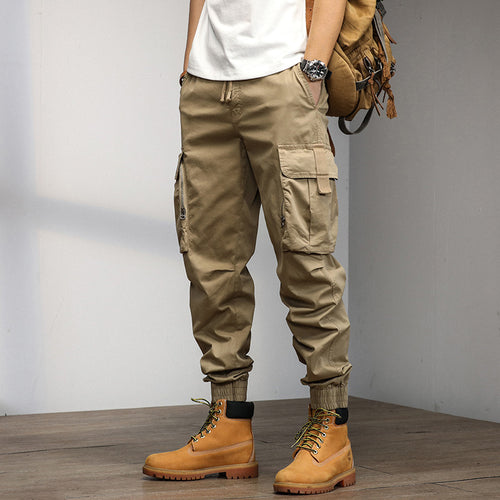 Herren leichte Cargo-Hose mit elastischem Bund und multifunktionalen Taschen Echoarchiv