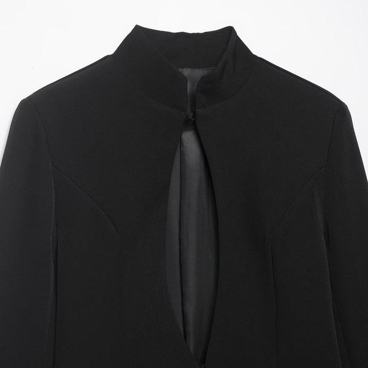 Damen Kastenförmiger Cape-Blazer mit Stehkragen und verdeckter Front Echo Archiv