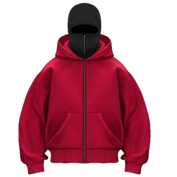 Herren modischer Kapuzenpullover mit durchgehendem Reißverschluss und übergroßem Schnitt Echoarchiv