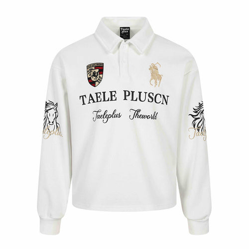Unisex Langärmeliges Rugby-Poloshirt mit Stickereien und Kentkragen Echoarchiv