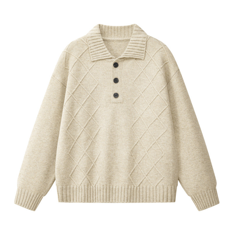 Damen Strickpullover mit Polokragen und Rautenstruktur Echoarchiv