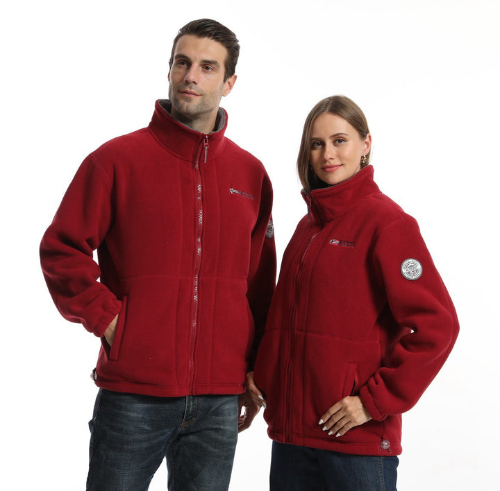 Herren Fleecejacke mit Stehkragen, durchgehendem Reißverschluss und Eingrifftaschen Echoarchiv