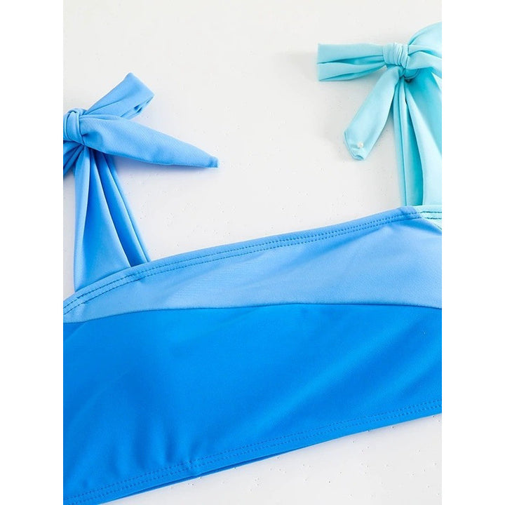 Damen Bikini-Set mit verspielten Schleifen und modernem Farbblockdesign Echo Archiv