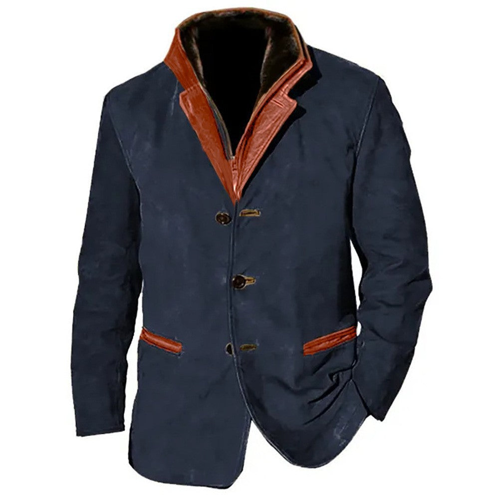Herren elegante Wildlederjacke mit Kontrastdetails Echoarchiv