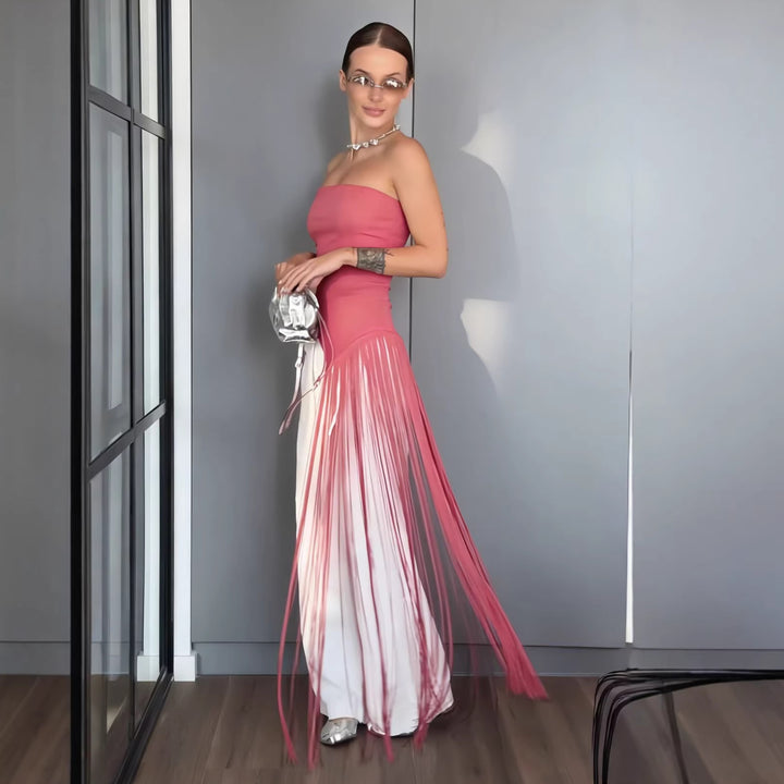 Damen Maxikleid mit schimmerndem Fransen-Design Echo Archiv