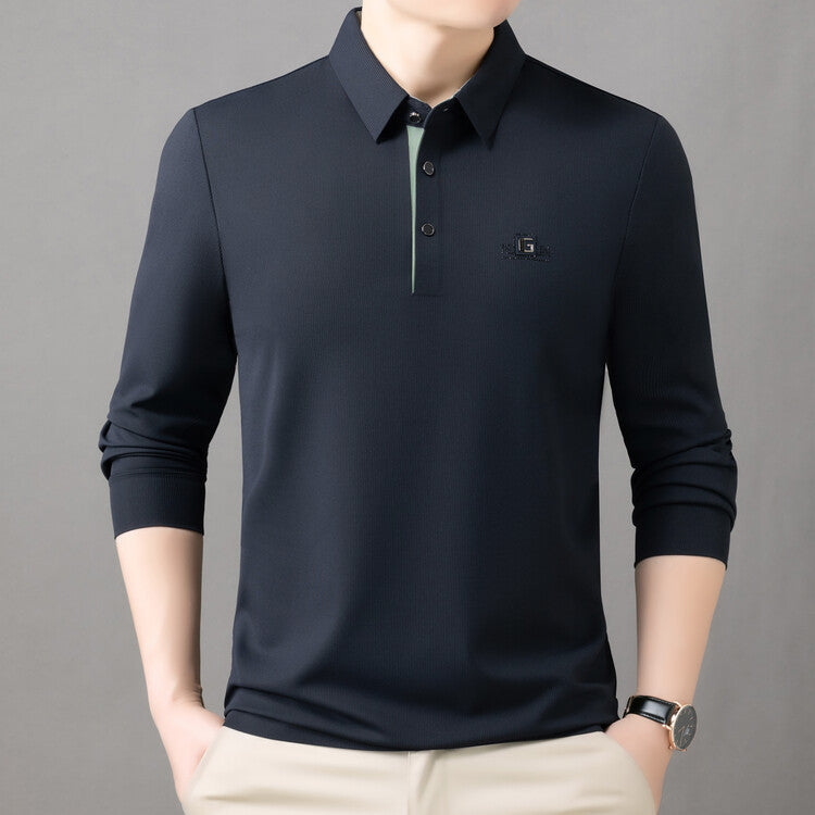Herren hochwertiges Langarm Poloshirt mit feuchtigkeitsregulierendem Material und elegantem Kragen Echoarchiv