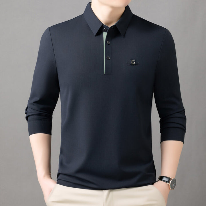 Herren hochwertiges Langarm Poloshirt mit feuchtigkeitsregulierendem Material und elegantem Kragen Echoarchiv