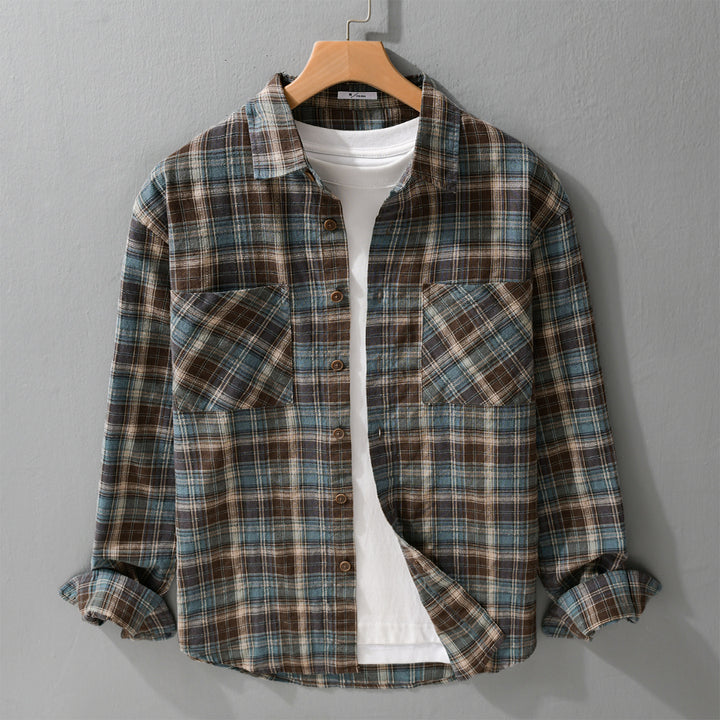 Herren Karo-Flanell-Überhemd aus gebürstetem Baumwollflanell mit aufgesetzten Brusttaschen Echoarchiv