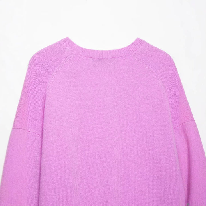 Damen Grobgestrickter V‑Ausschnitt Zopfstrickpullover mit Rippbündchen Echoarchiv