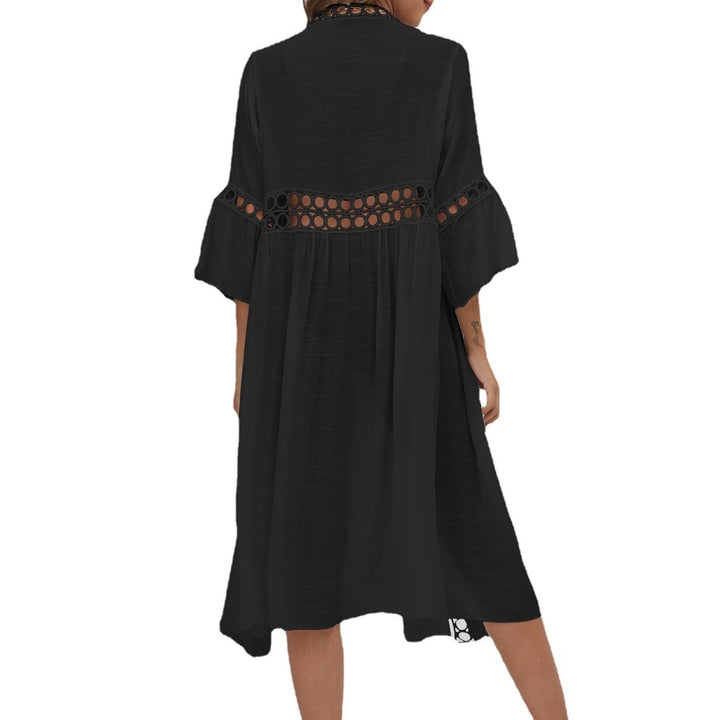 Damen eleganter langer Kaftan mit Häkelakzenten Echo Archiv