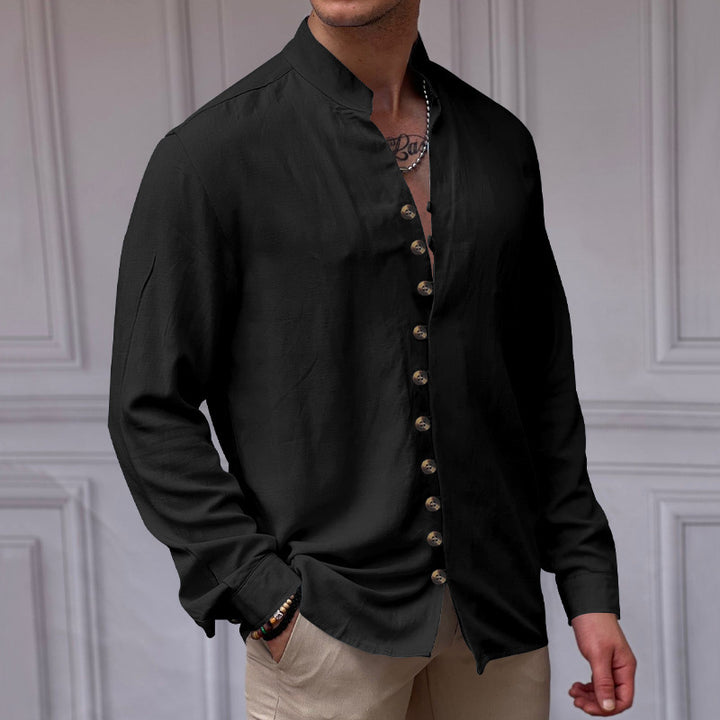 Herren modisches Langarmhemd mit Knopfdetails Echoarchiv