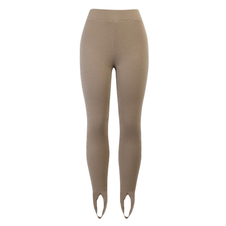 Damen nan figurschmeichelnde Rippstrick-Leggings mit Fußschlaufe und hoher Bundkompression Echo Archiv