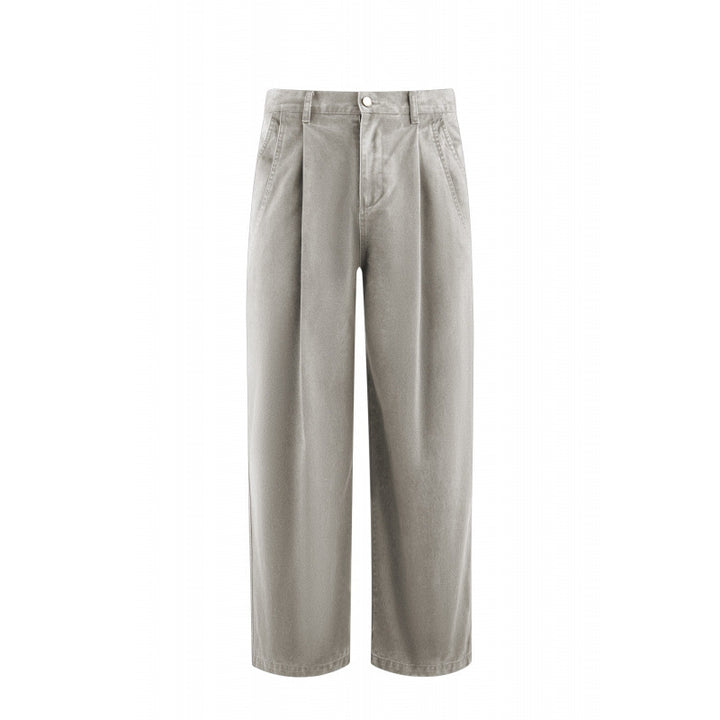 Damen Hochtaillierte Culotte-Hose mit weitem Bein, Bundfalten und soften Denimgriff Echo Archiv