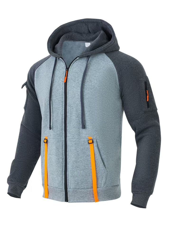 Herren modische Zip-Hoodiejacke mit funktionalen Taschen Echoarchiv