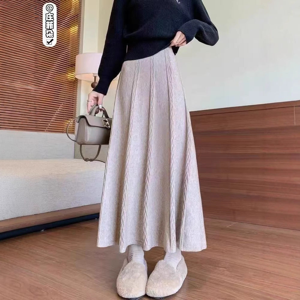 Damen Eleganter Midirock mit feinem Zopfmuster Echo Archiv