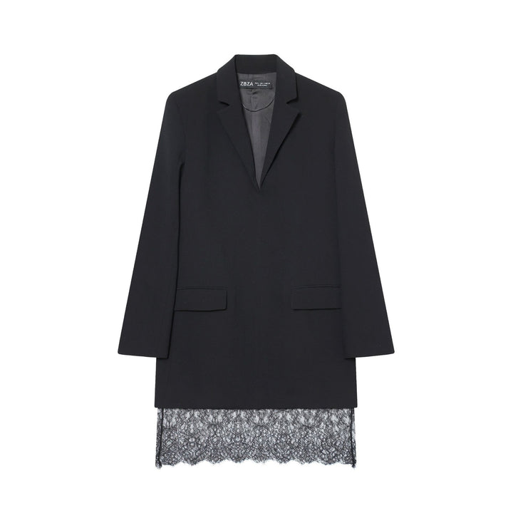 Damen nan taillierter Longblazer mit spitzensaum und Pattentaschen Echo Archiv