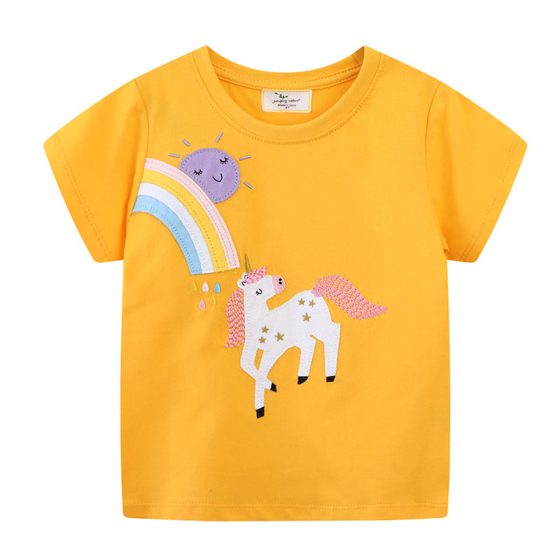 Mädchen T-Shirt mit buntem Einhorn- und Regenbogenmotiv Echo Archiv