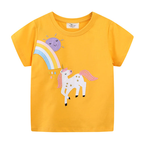 Mädchen T-Shirt mit buntem Einhorn- und Regenbogenmotiv Echo Archiv