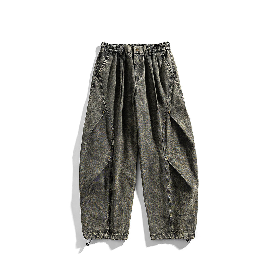 Herren weite Baumwoll-Cargohose mit Elastikbund, Kordelzug und Utility-Details Echo Archiv