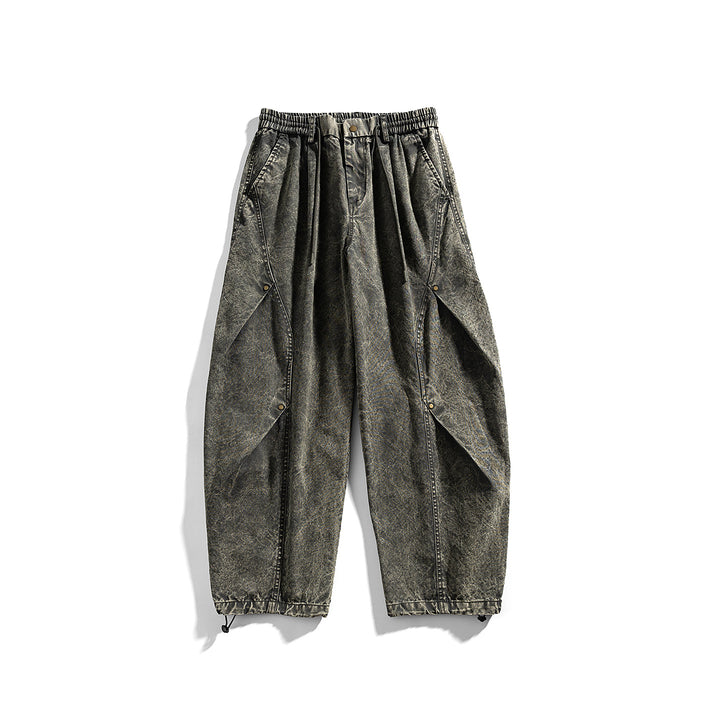 Herren weite Baumwoll-Cargohose mit Elastikbund, Kordelzug und Utility-Details Echo Archiv