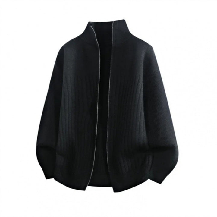 Herren modische Strickjacke mit hohem Kragen und strukturiertem Design Echoarchiv