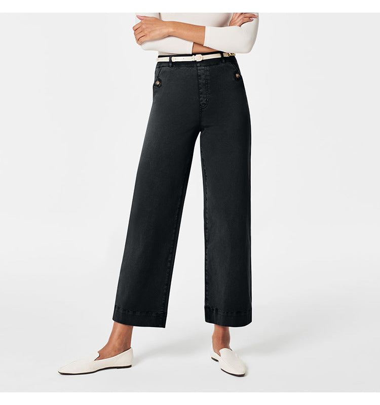 Damen Weite High-Waist Hose mit modischen Knopfdetails Echo Archiv