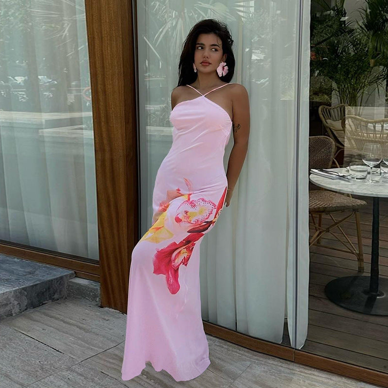Damen florales Maxikleid mit feinen Spaghetti-Trägern Echo Archiv
