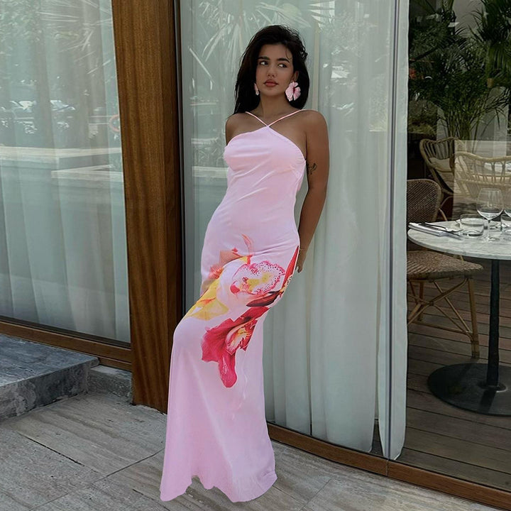 Damen florales Maxikleid mit feinen Spaghetti-Trägern Echo Archiv