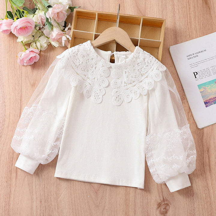 Mädchen elegante Bluse mit transparenten Puffärmeln Echo Archiv