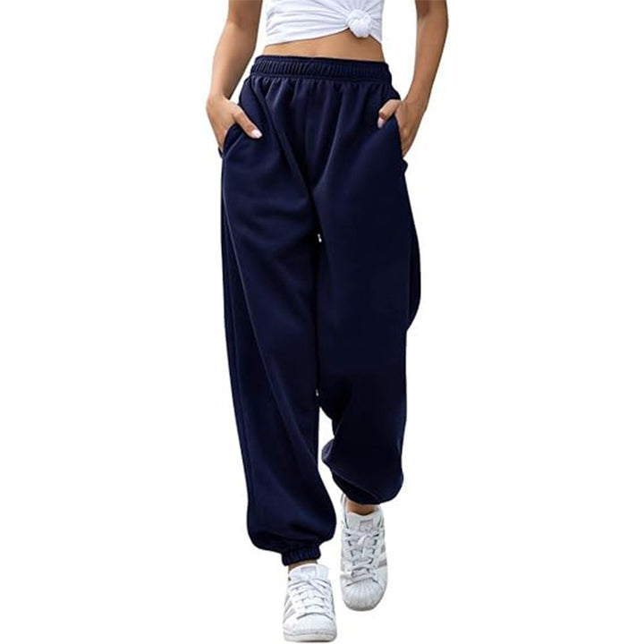 Damen nan weite High-Waist Jogginghose aus weichem Fleece mit elastischem Bund, Eingrifftaschen und engen Saumbündchen Echo Archiv