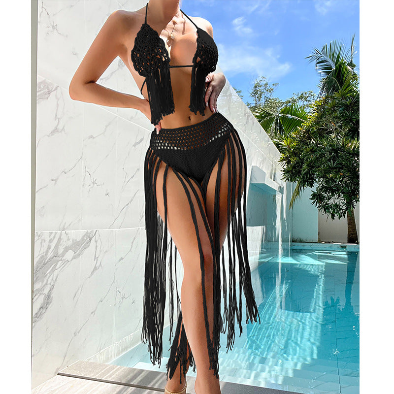 Damen Häkel-Bikini-Set mit fransigen Details und reizvoller Lochstruktur Echo Archiv